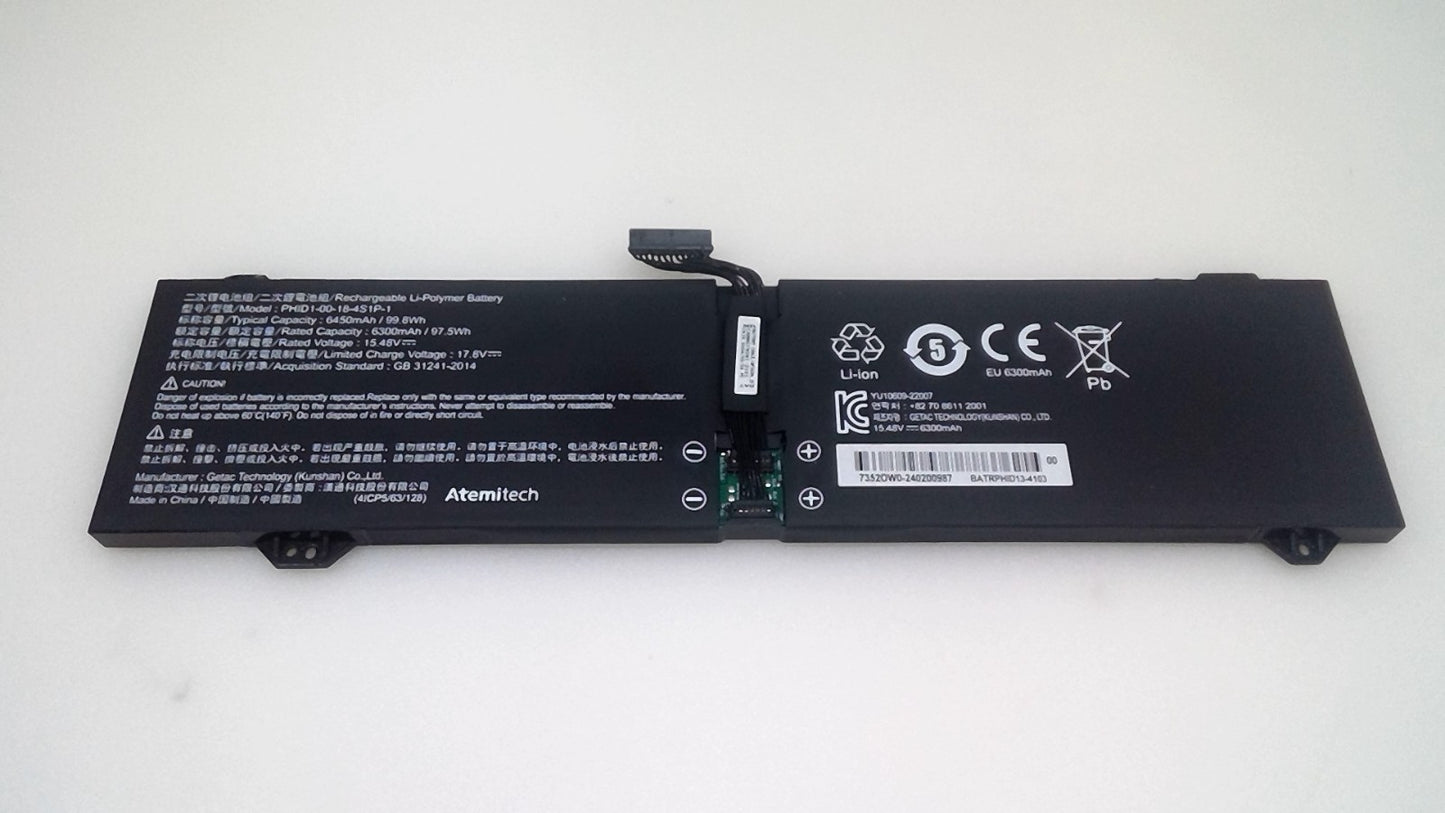 Genuine PHID1-00-18-4S1P-1 Battery 97Wh For Schenker Vision 14 2022 RTX 3050 Ti