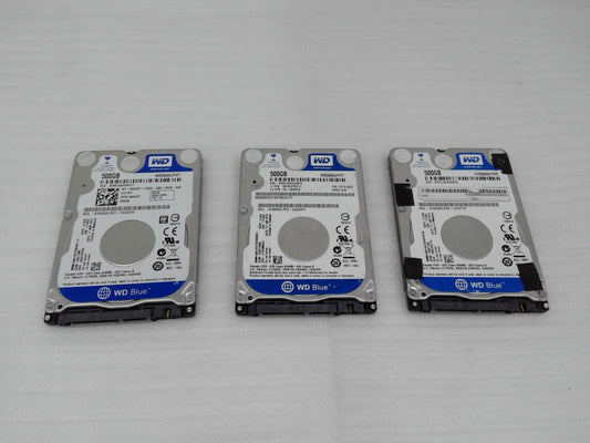 lot of 3 WD Blue  500GB SATA 2.5" 5400 RPMHDD Hard Drive WD5000LPVT