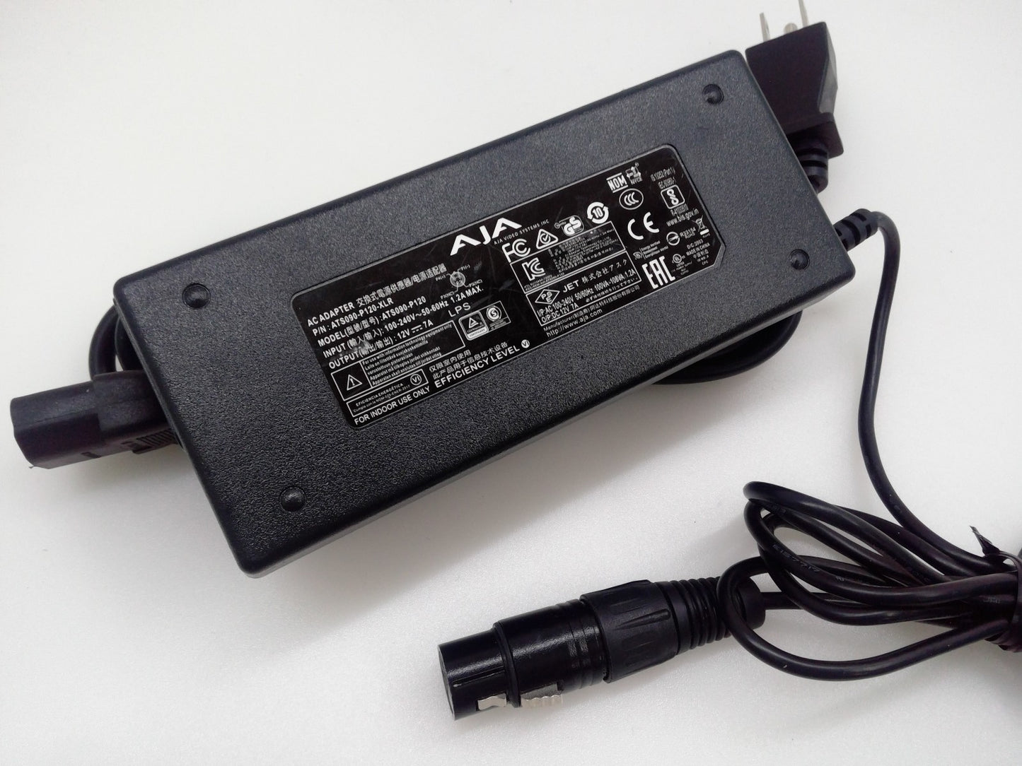 Genuine AJA AC Adapter ATS090-P120-XLR ATS090-P120 Power Charger 12V 7.0A
