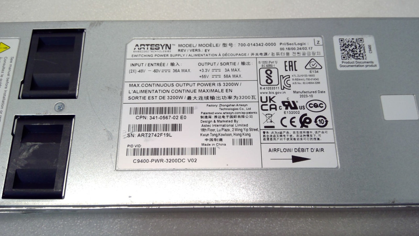 Cisco C9400-PWR-3200DC Catalyst 9400 Series 3200W DC Power Supply