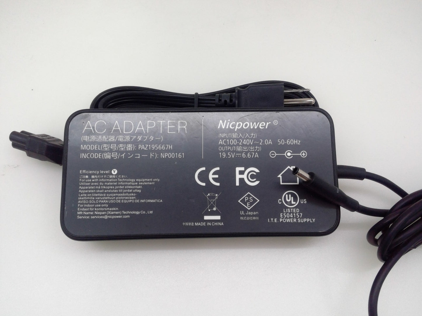 Original Nicpower AC Adapter Charger 19.5V 6.67A 4.5×3.0mm Tip – PAZ195667H