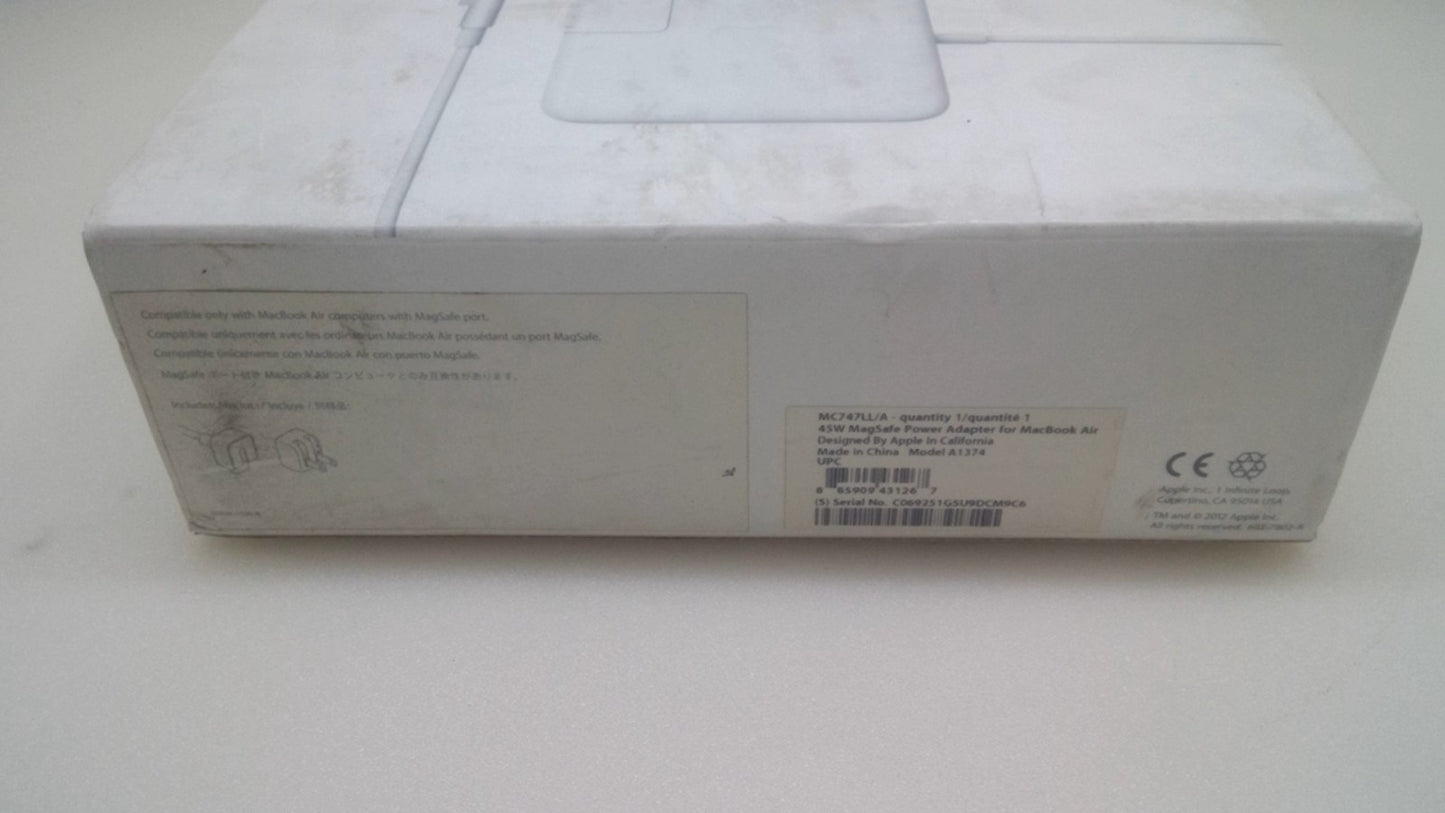 New Genuine APPLE A1374 MACBOOK Air 45W Power Adapter Charger A1244 A1369 A1370