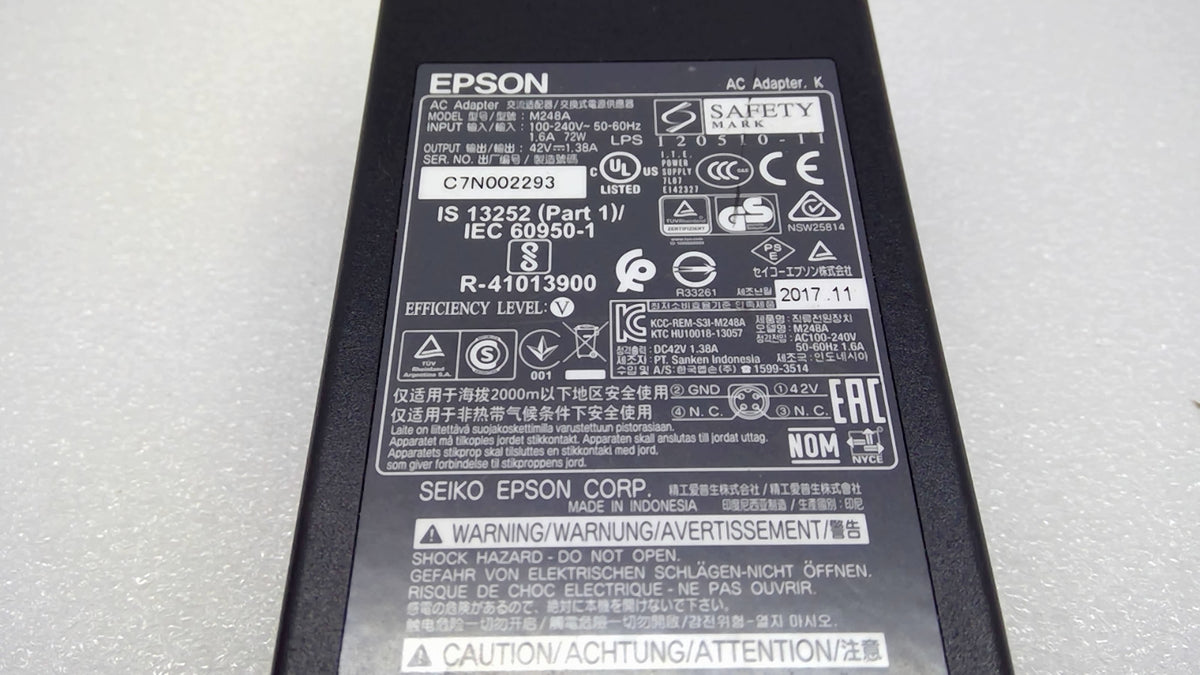 Genuine Epson M248A 58W 42V 1.38A 4-Pin AC Adapter TM-C3500 GP-C831