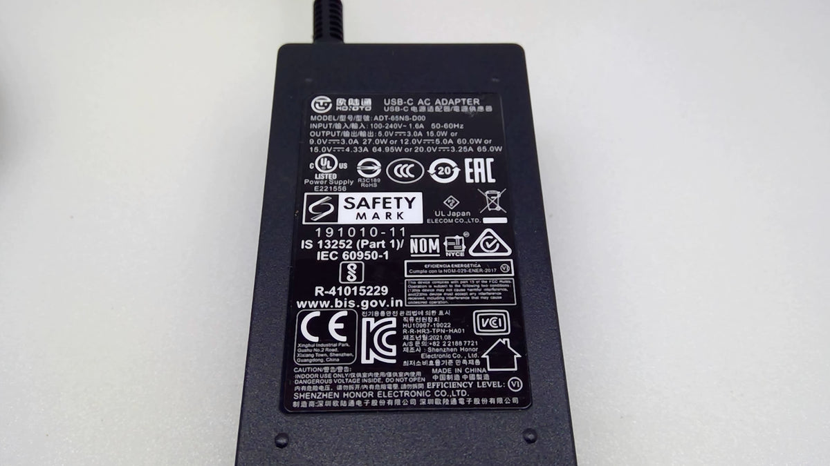 HOIOTO 65W USB-C PD Laptop Charger ADT-65NS-D00 Power Adapter