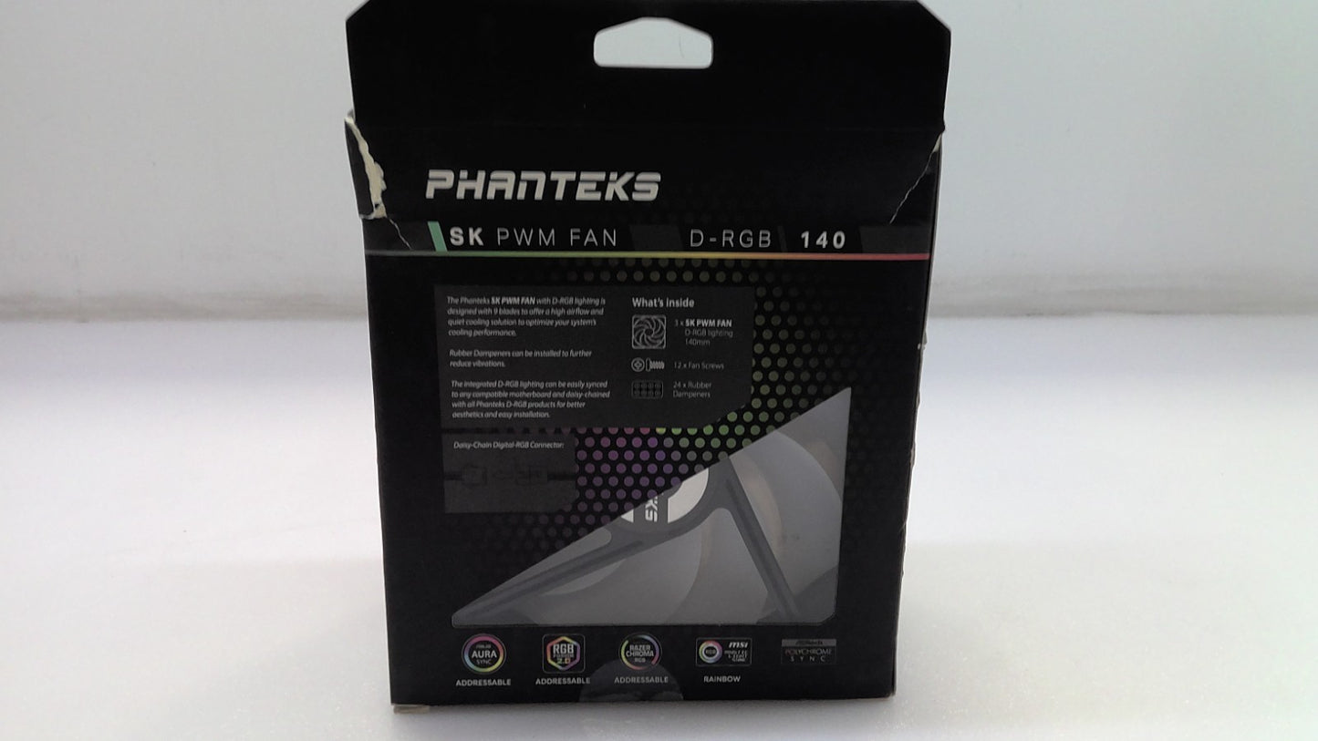 Phanteks Sk140 3-Pack PWM FAN. D-RGB.  9 Blades PH-F140SK_DRGB_3P