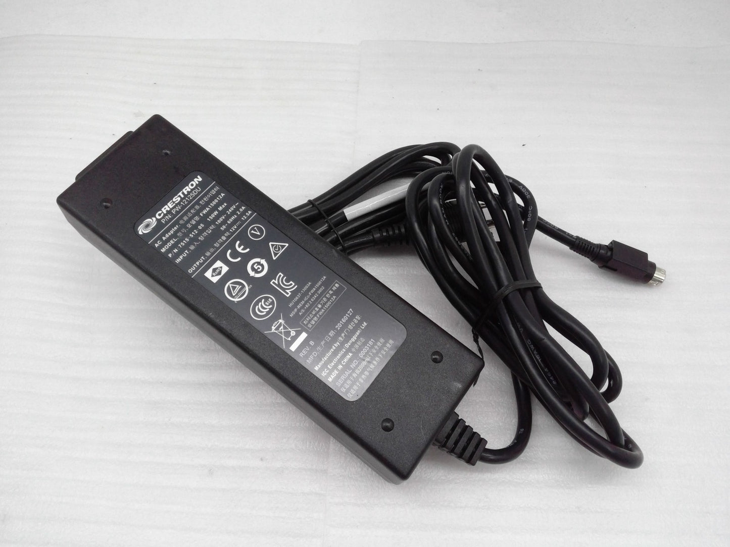Crestron Ac Adapter 4-Pin Model-FWA150012A Output-12V-12.5A P/N-PW-12125DU