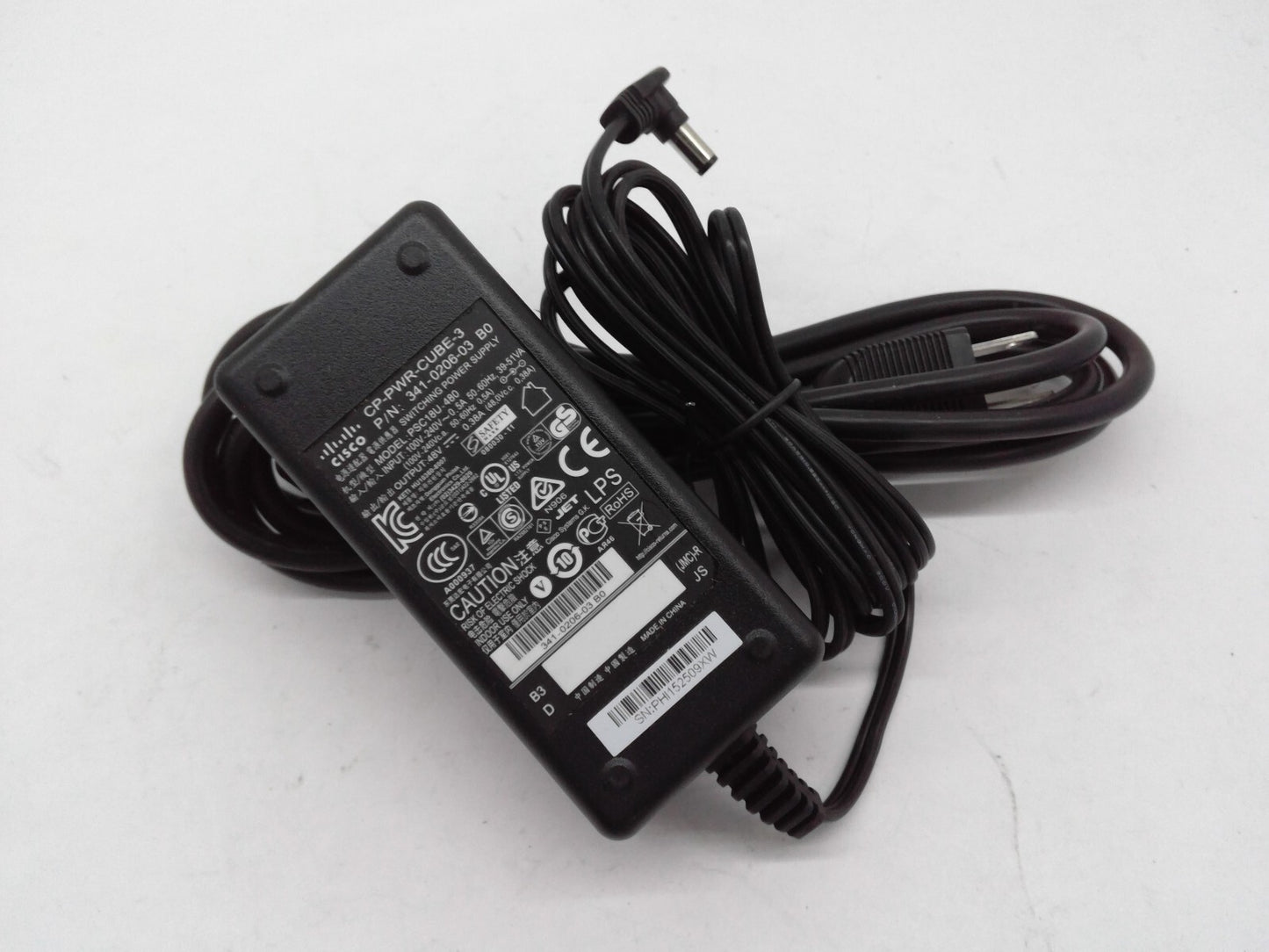 Cisco 341-0206-03 B0 PSC18U-480 AC Adapter 48VDC 0.38A 50VA 5.5/2.5mm Tip
