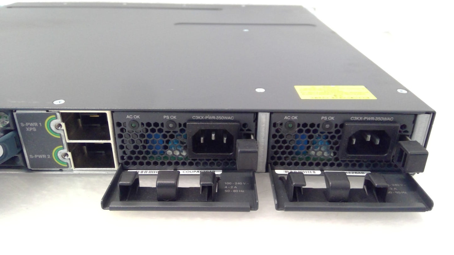 Cisco WS-C3750X-48T-S 48 Port Gigabit Switch w/C3KX-NM-1G Module 2PSU 2FAN