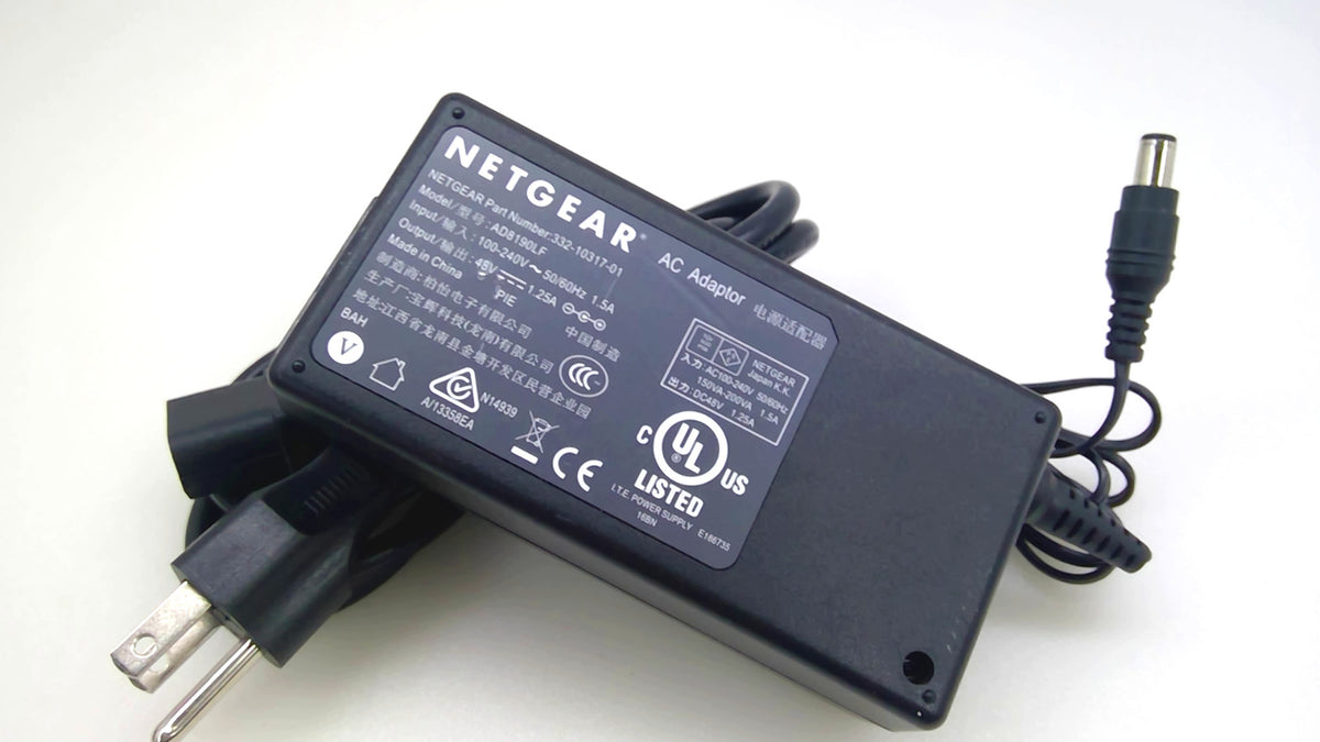 Genuine NETGEAR AD8190LF 332-10317-01 48V 1.25A 60W AC Adapter w/ Power Cord