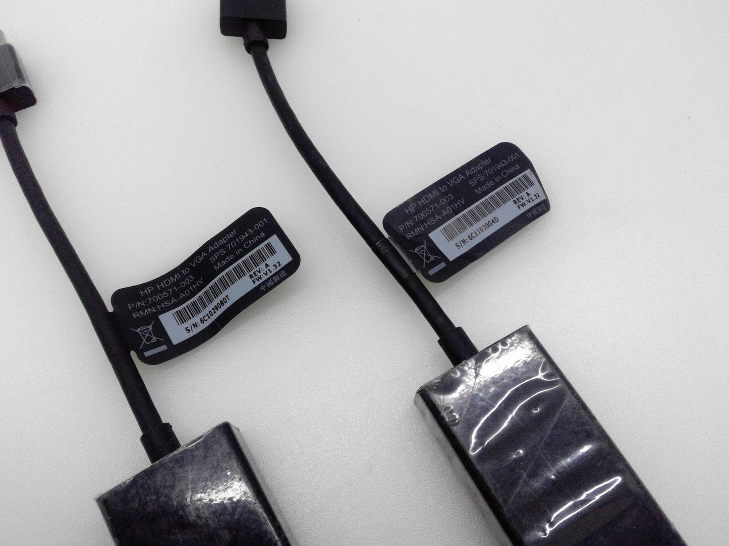 Lot of 2 HP HDMI to VGA Adapter P/N: 700571-003 SPS: 701943-001 RMN: HSA-A01HV