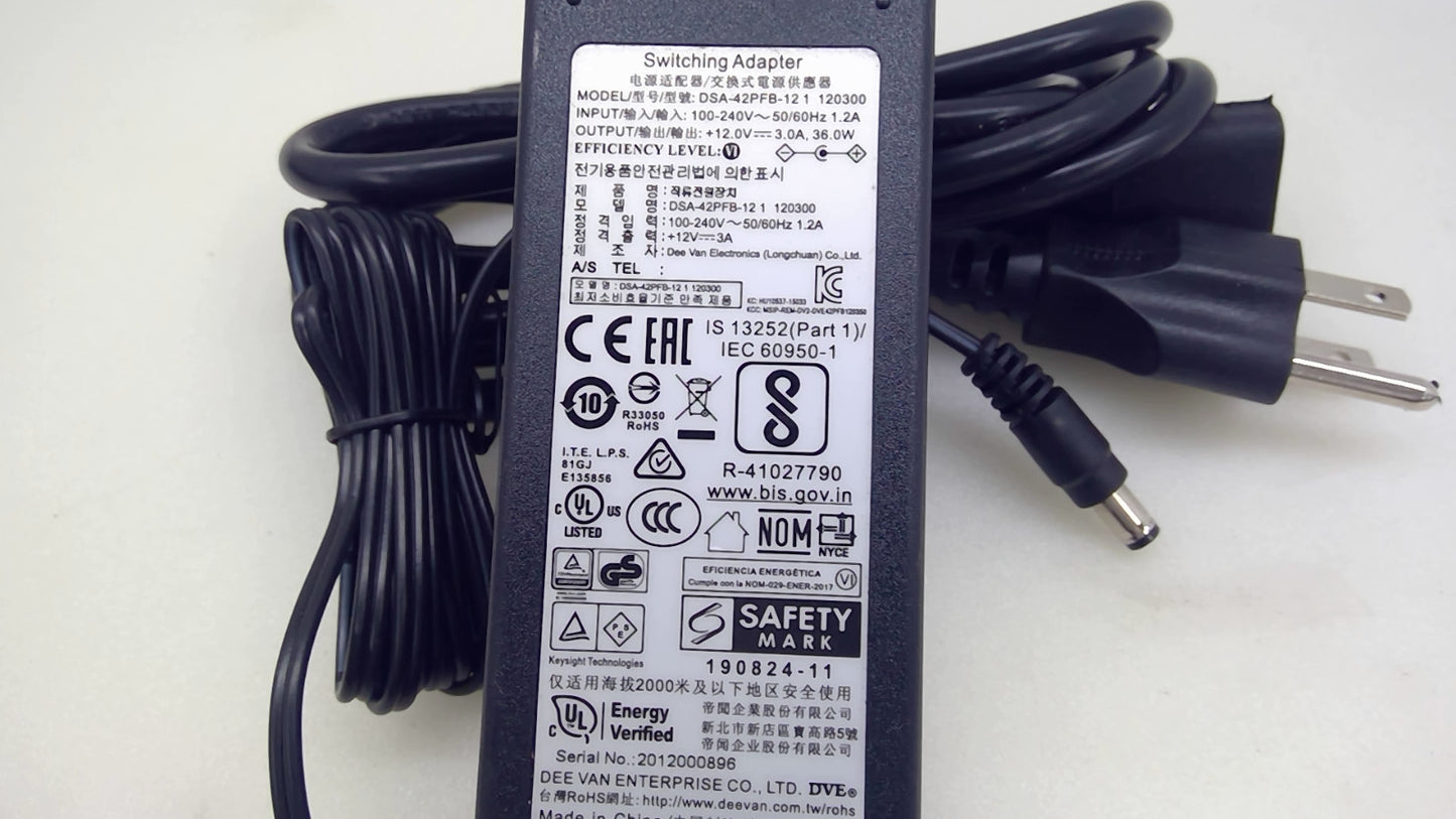 Keysight DSA-42PFB-12 1 120300 12V 3A 36W AC/DC Switching Power Adapter