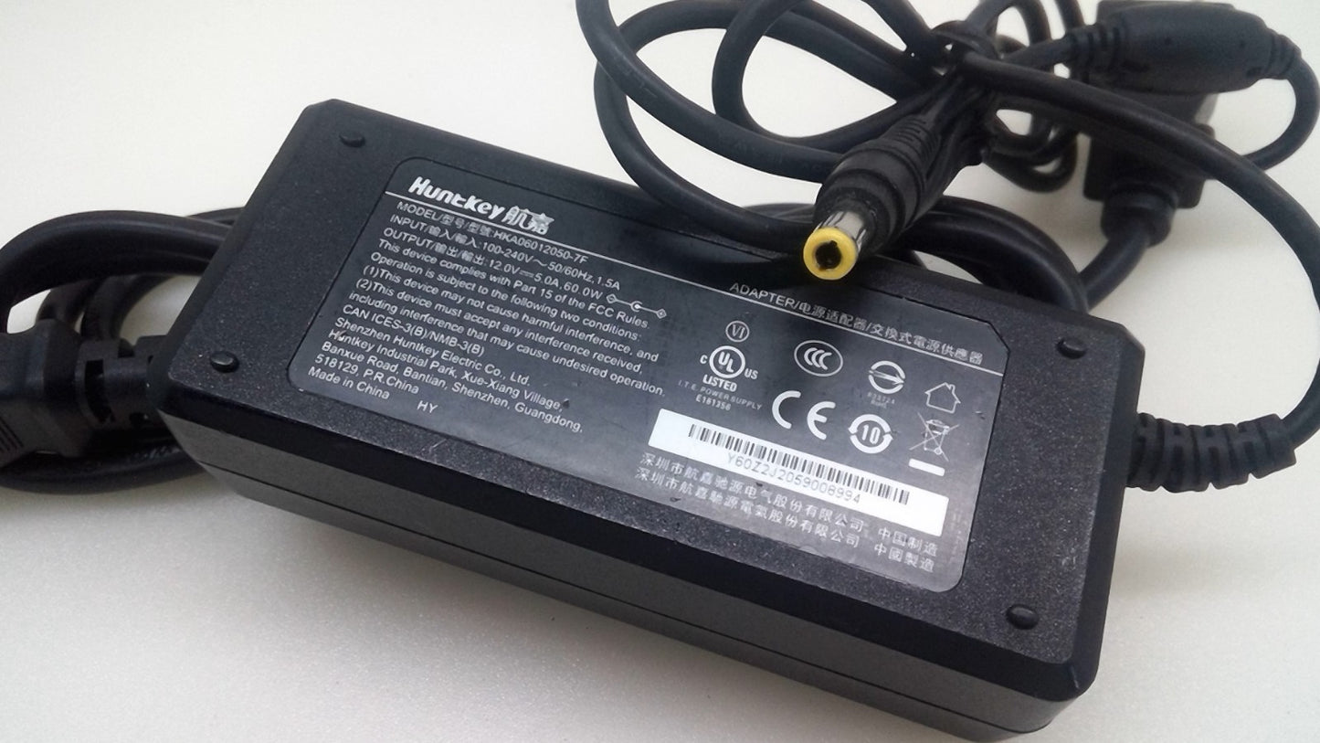 Genuine Huntkey HKA06012050-7F 5.5*2.5mm 12V 5A 60W Power Supply AC Adapter