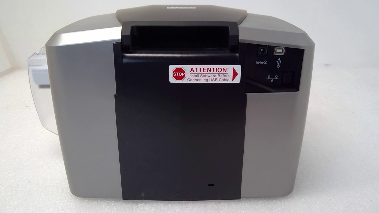 OPEN BOX  TESTED HID Fargo DTC1250e Single Sided Color ID Card Badge Printer USB