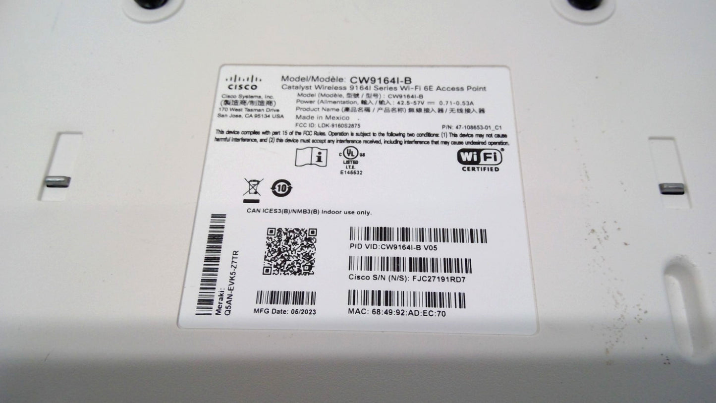 Cisco Catalyst Wireless CW9164I-B Wi-Fi 6E Access Point
