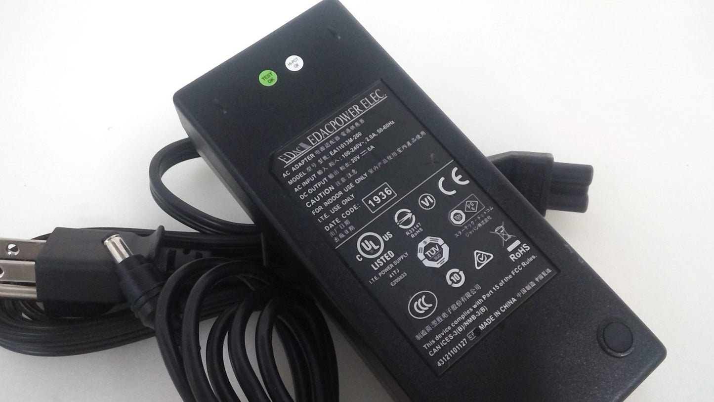 Edac EA11013M-200 AC Adapter 20V 6A Power supply 5.5*2.5mm W/Cord