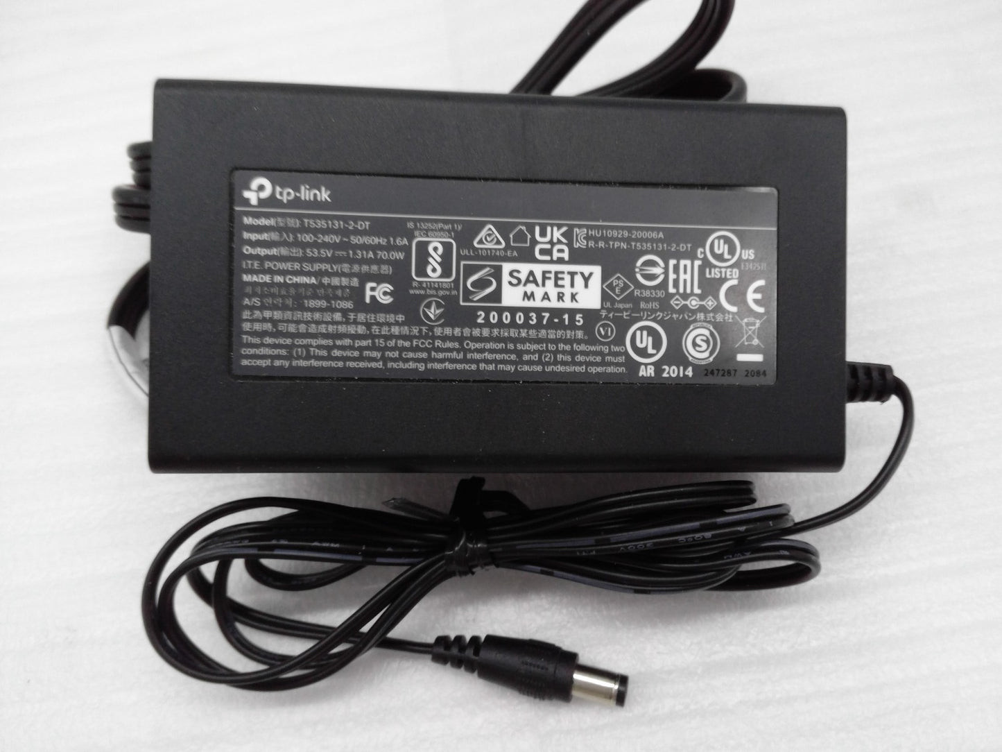 TP-Link  53.5V DC  Power Supply 1.31A 70W 5.5x2.1mm  T535131-2-DT  POE Switch