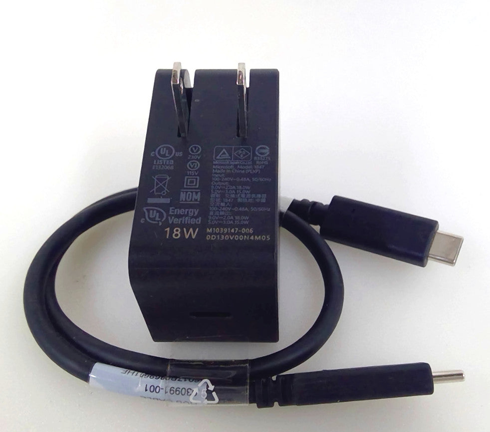 Genuine Microsoft 1847 18W USB-C Power Adapter Charger w/ USB-C Cable OEM