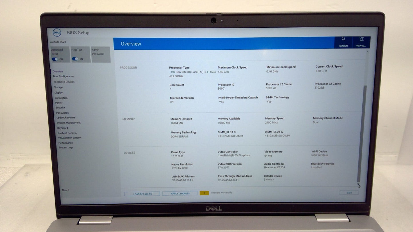 *Read*Dell Latitude 5520 15.6"Laptop i5-1145G7@2.6GHz 16G RAM No HDD/Battery B13