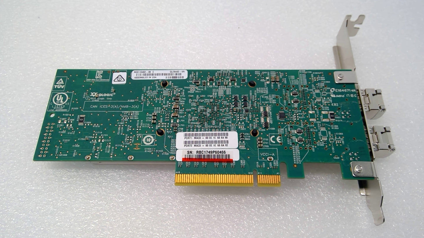 QLogic QLE8442-SR 2-Port 10Gb PCIe 3.0 x8 Host Bus Ethernet Adapter Card W/2SFP+