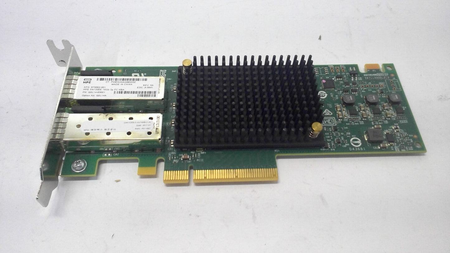 HPE Q0L14-63001 SN1200E 16Gb 2P PCIe HBA FC Fibre Channel Card 870002-001 L/P