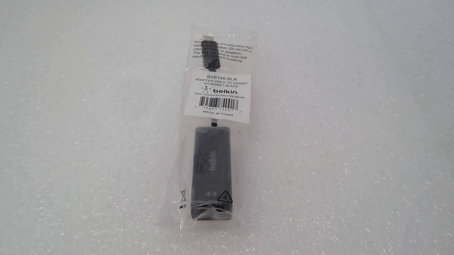 OPEN BOX Belkin F2CU040 BLK USB-C to Gigabit Ethernet Adapter RJ-45 1000 Mbps