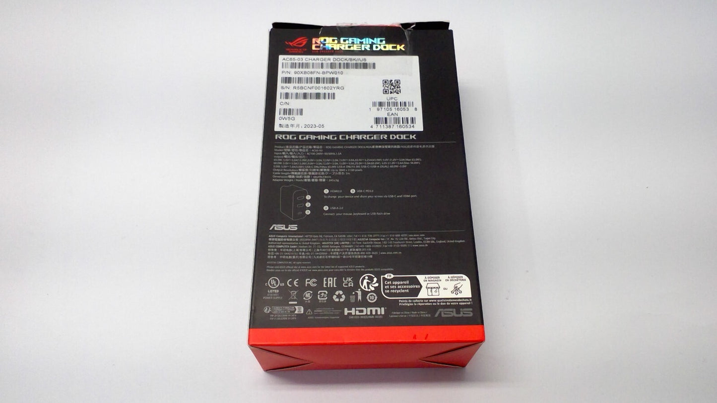 ASUS ROG 65W - Gaming Charger Dock - AC65-03 - Ally Type C - UK/EU/US