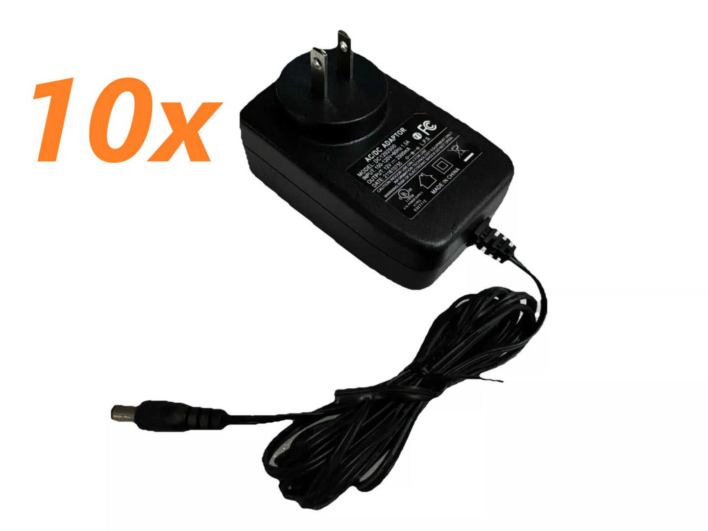 Lot of 10 - AC DC Adapter  DC1202500 12V 2500mA /2.5A Charger Power Supply 5.5mm