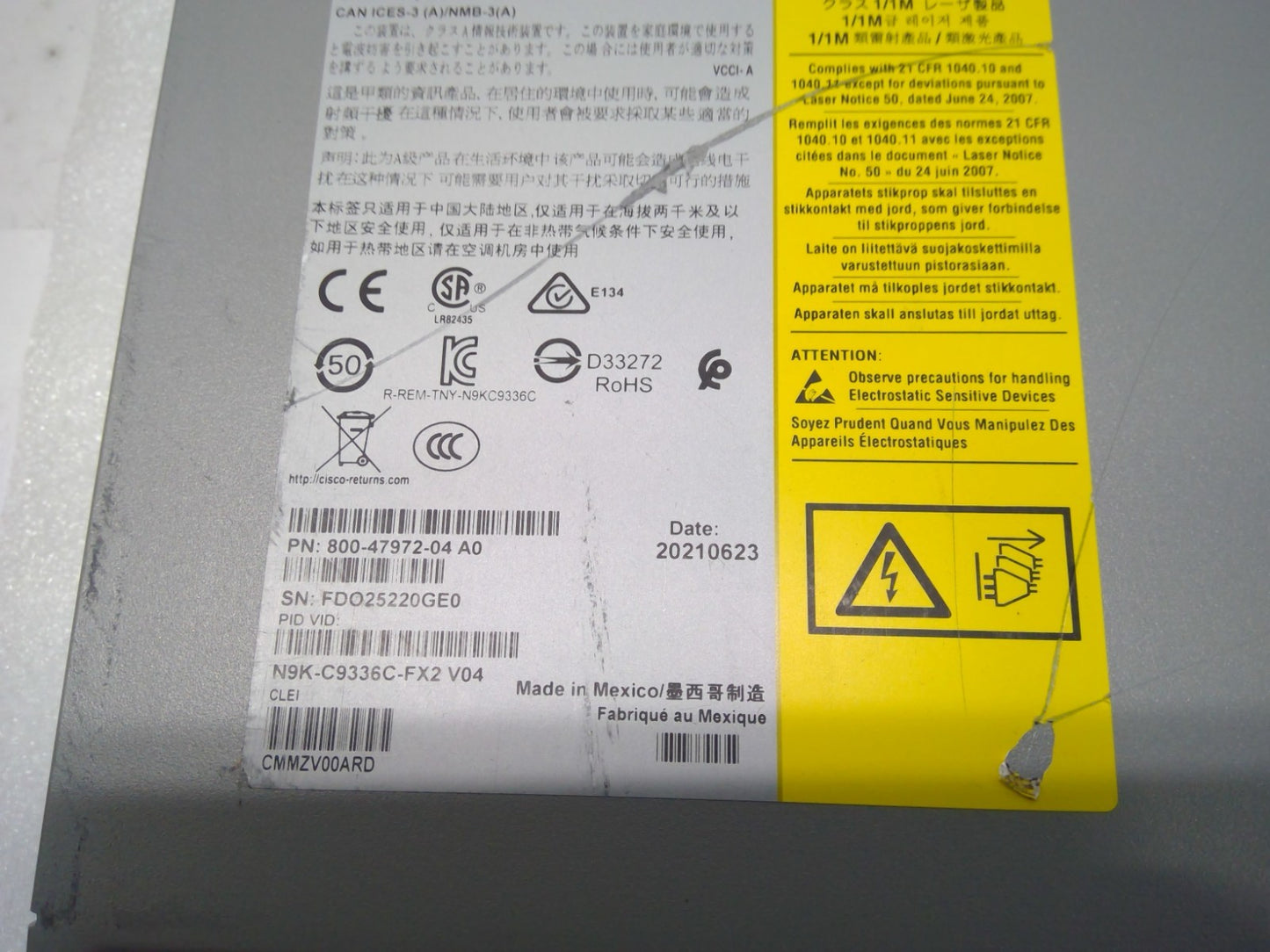 Cisco N9K-C9336C-FX2 Nexus 9300-FX 36-Port 40/100G QSFP28 Switch