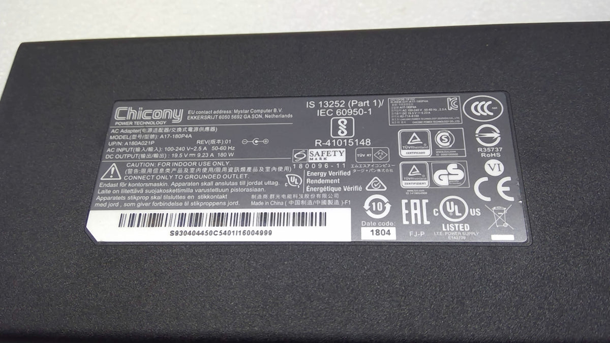 Genuine Chicony 180W AC Adapter for MSI A15-180P1A A17-180P4A 19.5V 9.23A