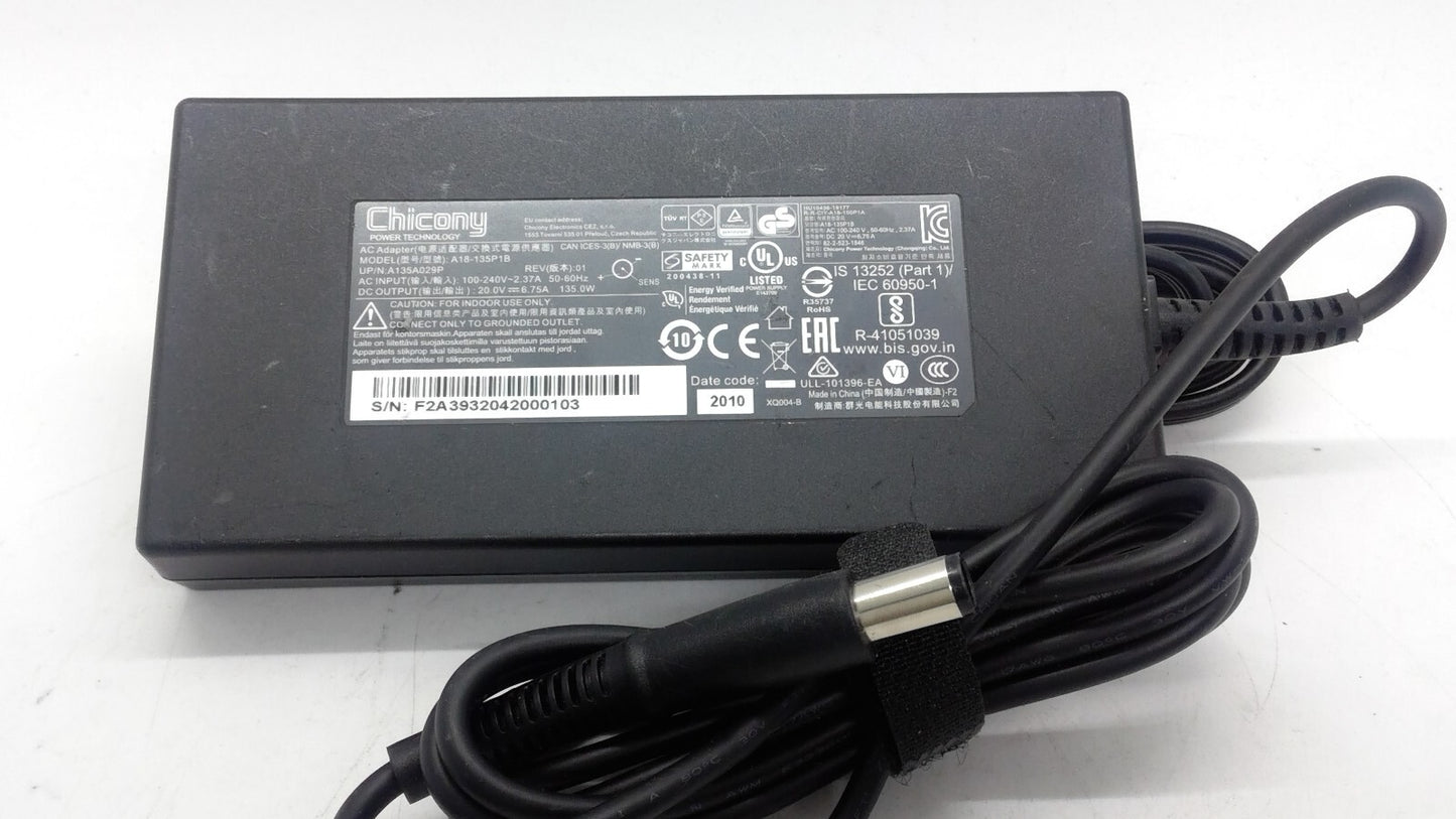 Chicony AC Adapter Model A18-135P1B  20V 6.75A 135W Tip 7.5mm