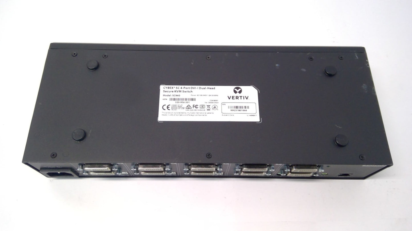Vertiv SC940 Cybex SC 4-Port DVI-I Dual-Head Secure KVM Switch W/ Power Cord