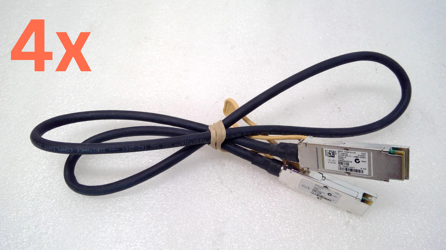 LOT OF 4 Cisco QSFP-H40G-CU1M 40G BASE Passive Copper Cable 37-1322-03