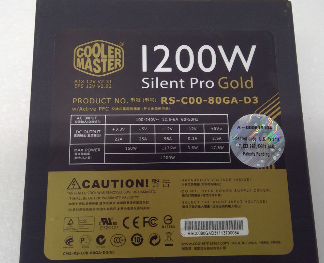 Cooler Master Silent Pro Gold 1200W Semi-Modular PSU 80 PLUS GOLD RS-C00-80GA-D3