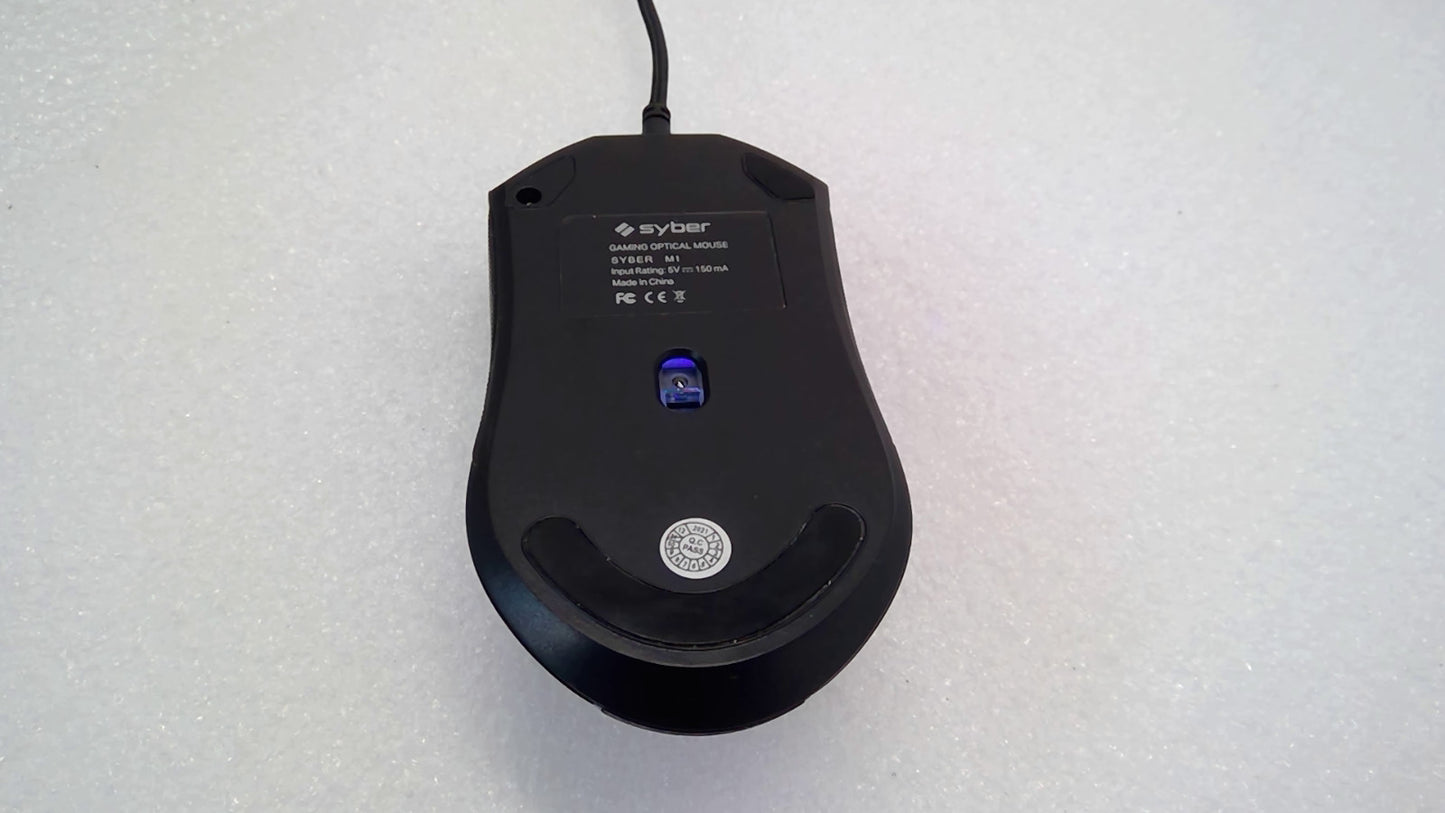 Syber Gaming M1 Optical Mouse 5V 150mA Wired USB Black CyberPowerPC Tested