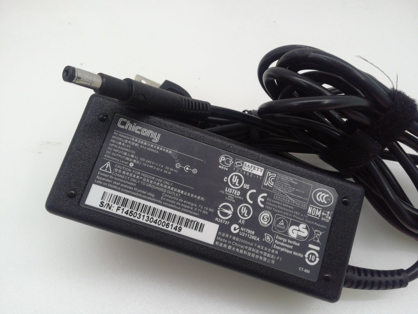 Genuine Chicony A12-065N2A AC Adapter 19V 3.42A 65W W/Power Cord