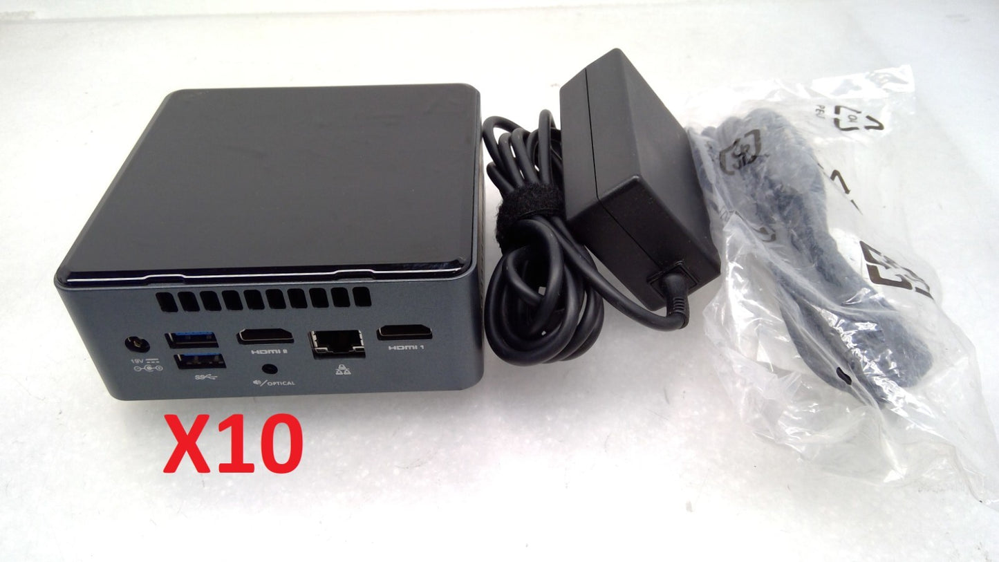 Lot of 10 Intel NUC NUC7JY  Celeron J4005 16GB RAM 160GB SSD UHD 600 No OS w/AC
