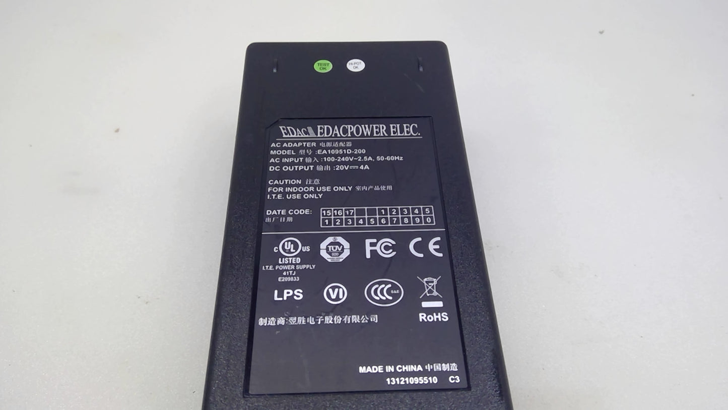 Genuine  EDAC EA10951D-200 AC Adapter 20V 4A 80W  Power Suppiy Charger W/Cable