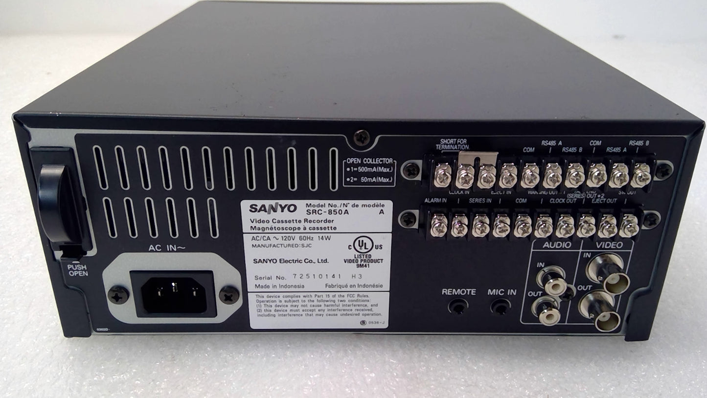 Sanyo SRC-850A VCR Time Lapse Security VHS W/Power Cable