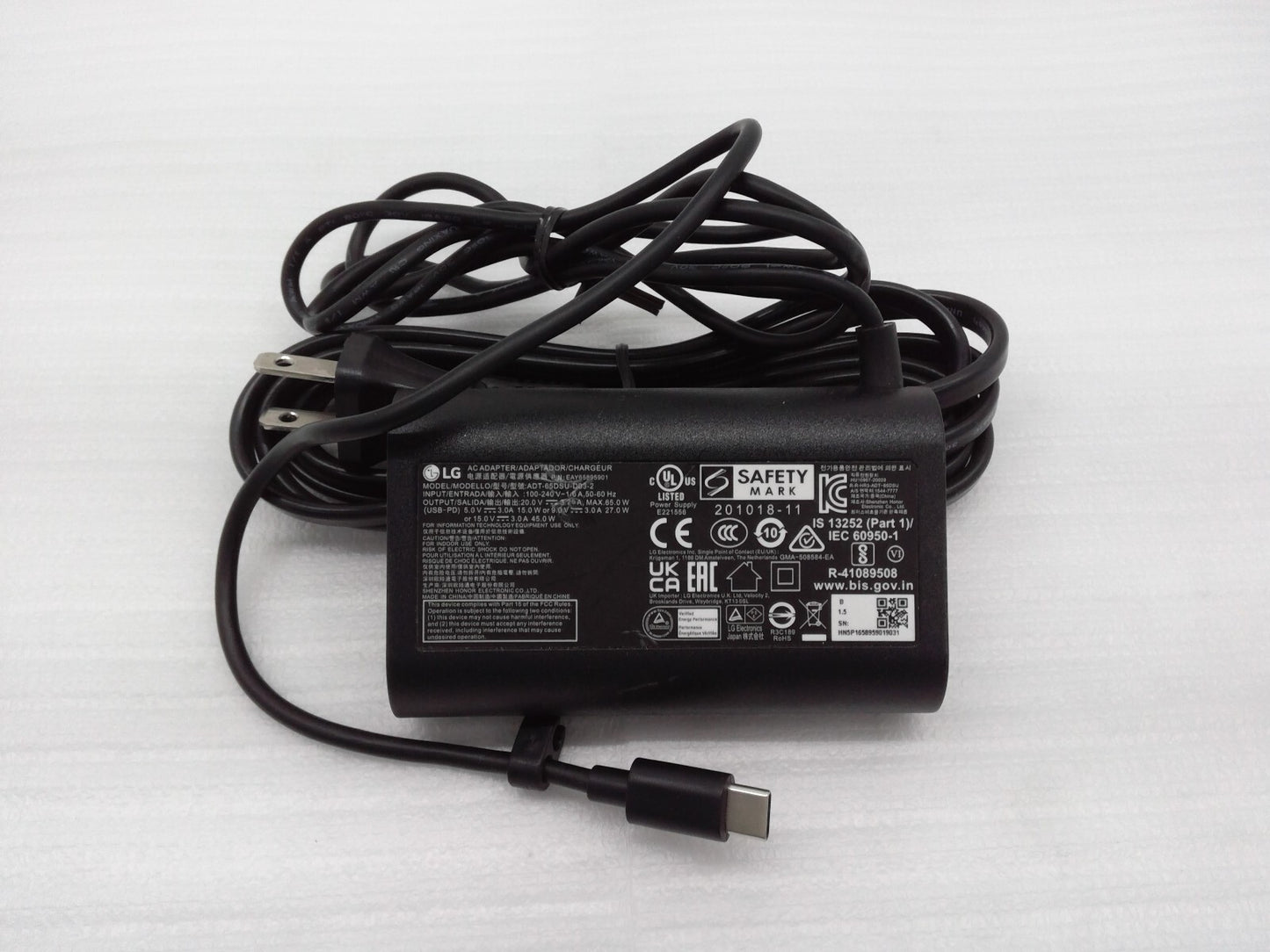 Original LG 65W Type C Adapter for LG gram 16Z90Q ADT-65DSU-D03-2 EAY65895901