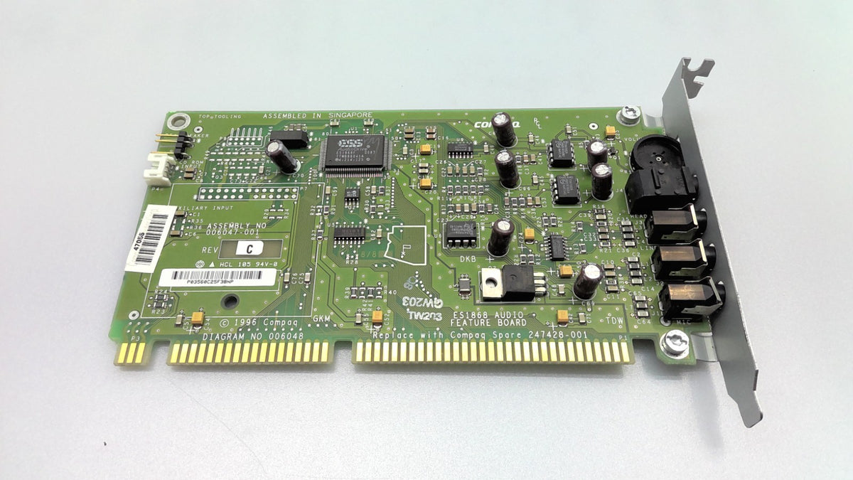 Compaq ES1868 Audio Feature Board 16-Bit ISA Sound Card - Model X071 247428-001
