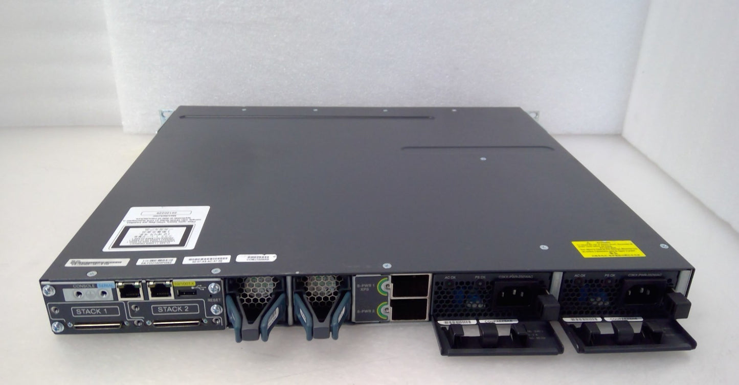 Cisco WS-C3750X-48T-S 48 Port Gigabit Switch w/C3KX-NM-1G Module 2PSU 2FAN