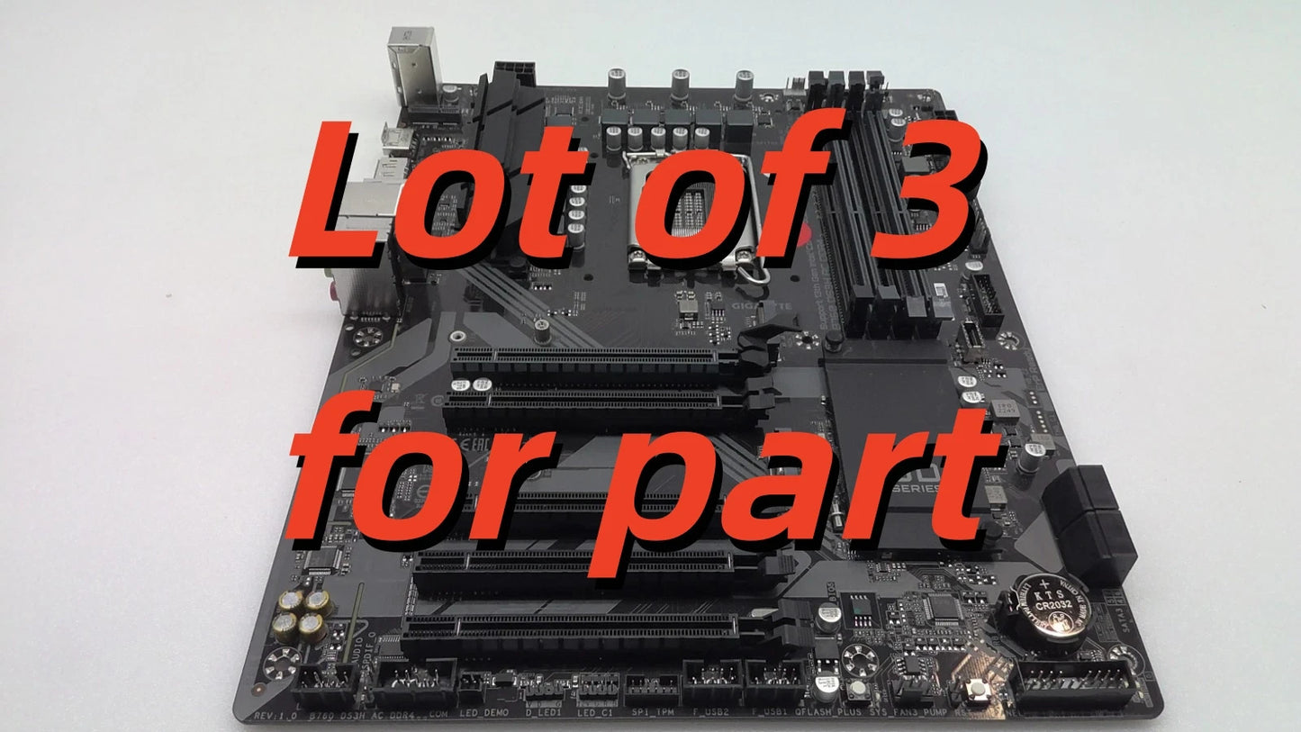 Lot of 3 *Part only* GIGABYTE B760 DS3H AC DDR4 Intel Motherboard Not working