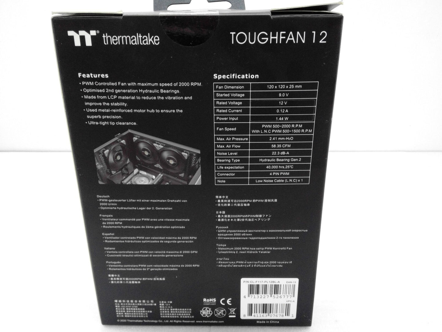 New Thermaltake CL-F117-PL12BL-A TOUGHFAN 12  Radiator Fan