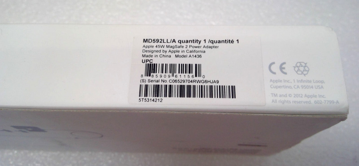 Genuine APPLE MacBook Air A1466Magsafe 2 45W Power Adapter Charger A1436