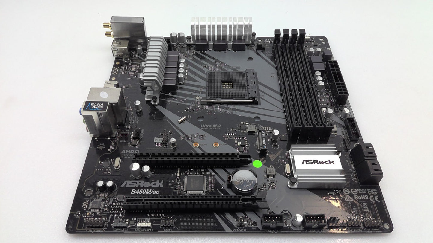 ASRock B450M/ac Socket  AMD AM4 Ryzen Motherboard micro ATX *Read*