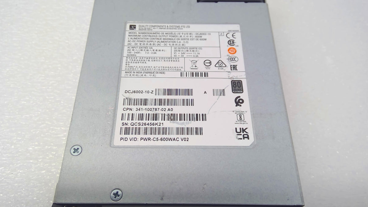 Cisco PWR-C5-600WAC 600W AC Power Supply Catalyst 9200 C9200L Switch PSU