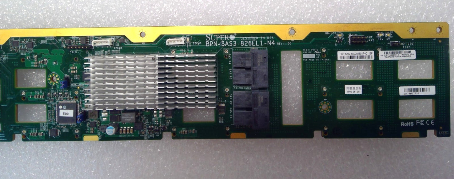 Supermicro BPN-SAS3-826EL1-N4 2U 12-Bay 4x NVME 12Gb SAS-3 Expander Backplane