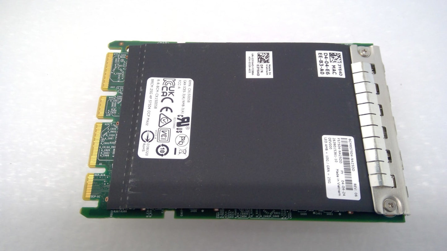 Dell 03Y64D Broadcom BCM957504-N425DD 4-Port 25GbE SFP28 OCP Network Card