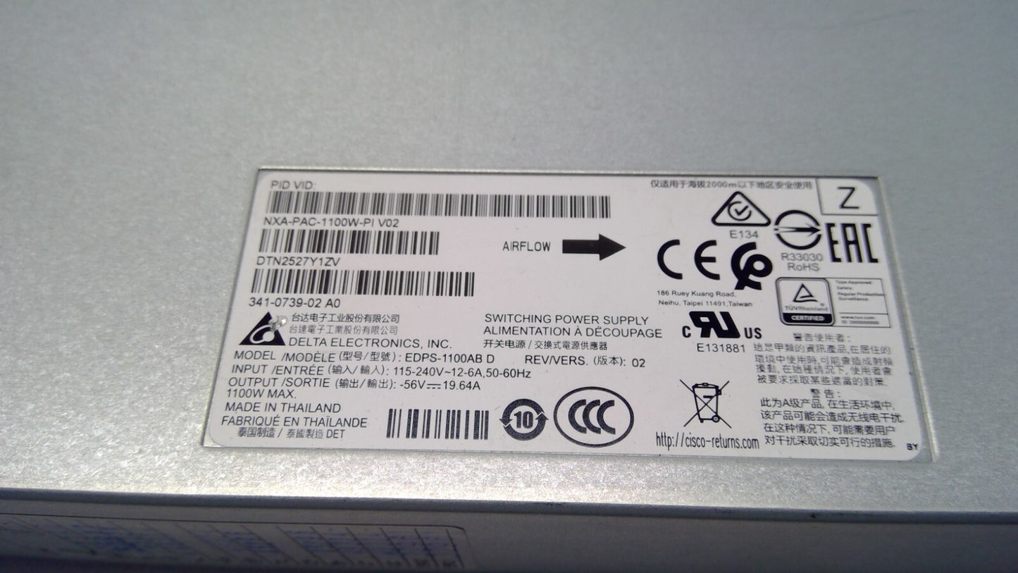 Cisco Delta NXA-PAC-1100W-PI 1100w AC Power Supply 341-0739-02 *vent is damaged*
