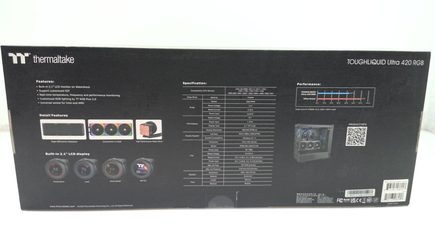 Thermaltake TOUGHLIQUID Ultra 420 RGB Processor liquid CL-W370-PL14SW-A Cooler